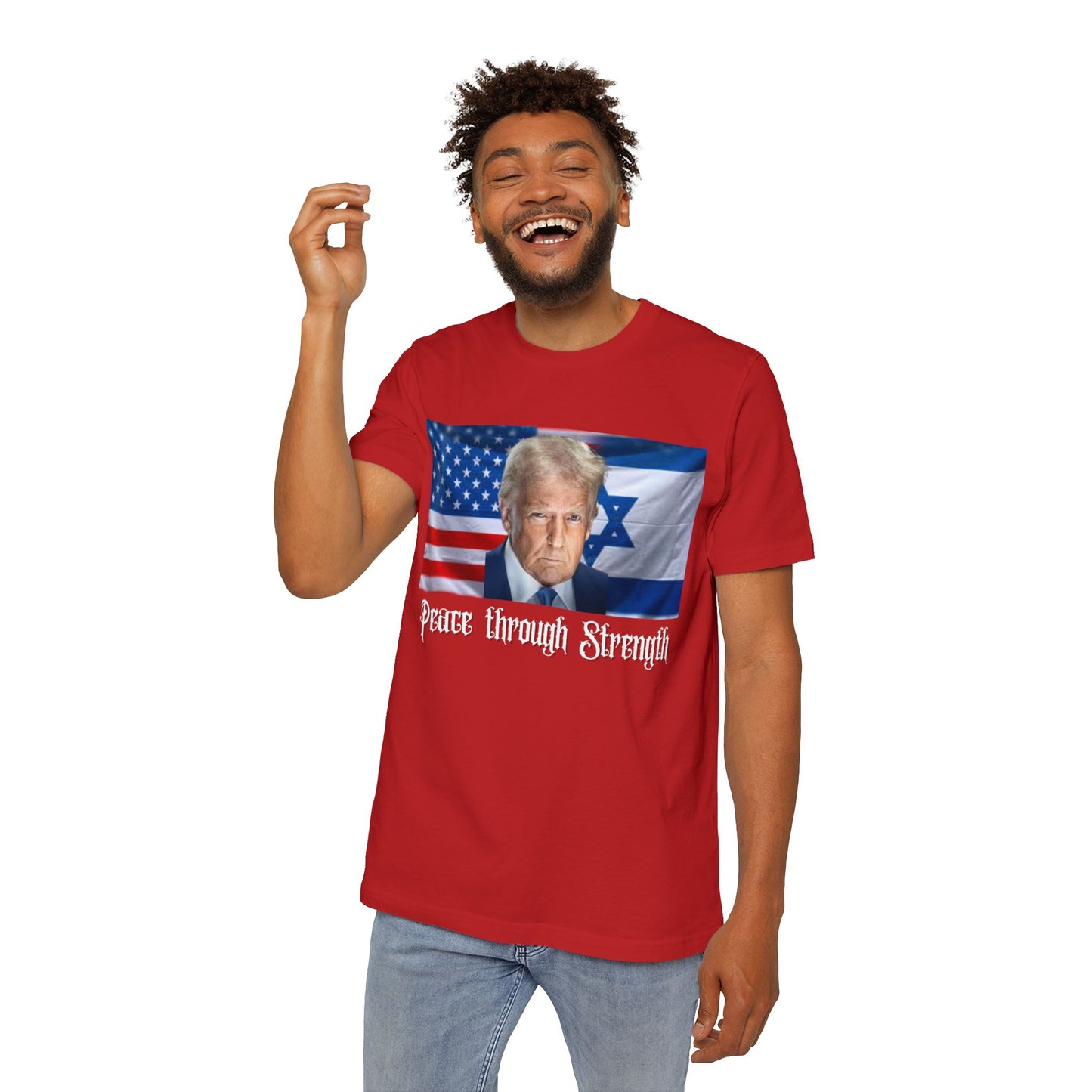 USA-Made Unisex T-Shirt: "Peace through Strength" Design - Perfect for Patriotic Events, Casual Days, or Gifts