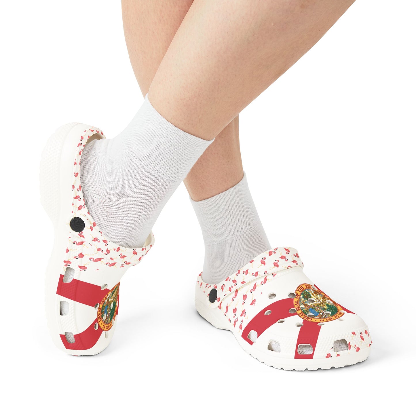 Florida Flamingoes Crocolookalikes, Bright Casual Footwear for Beach Days, Summer Fashion, Vacation, Gift Idea