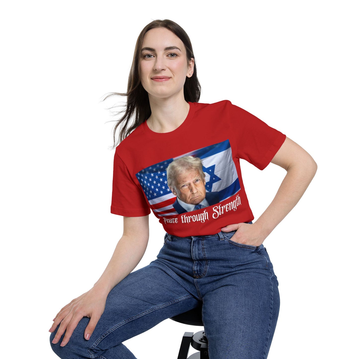USA-Made Unisex T-Shirt: "Peace through Strength" Design - Perfect for Patriotic Events, Casual Days, or Gifts