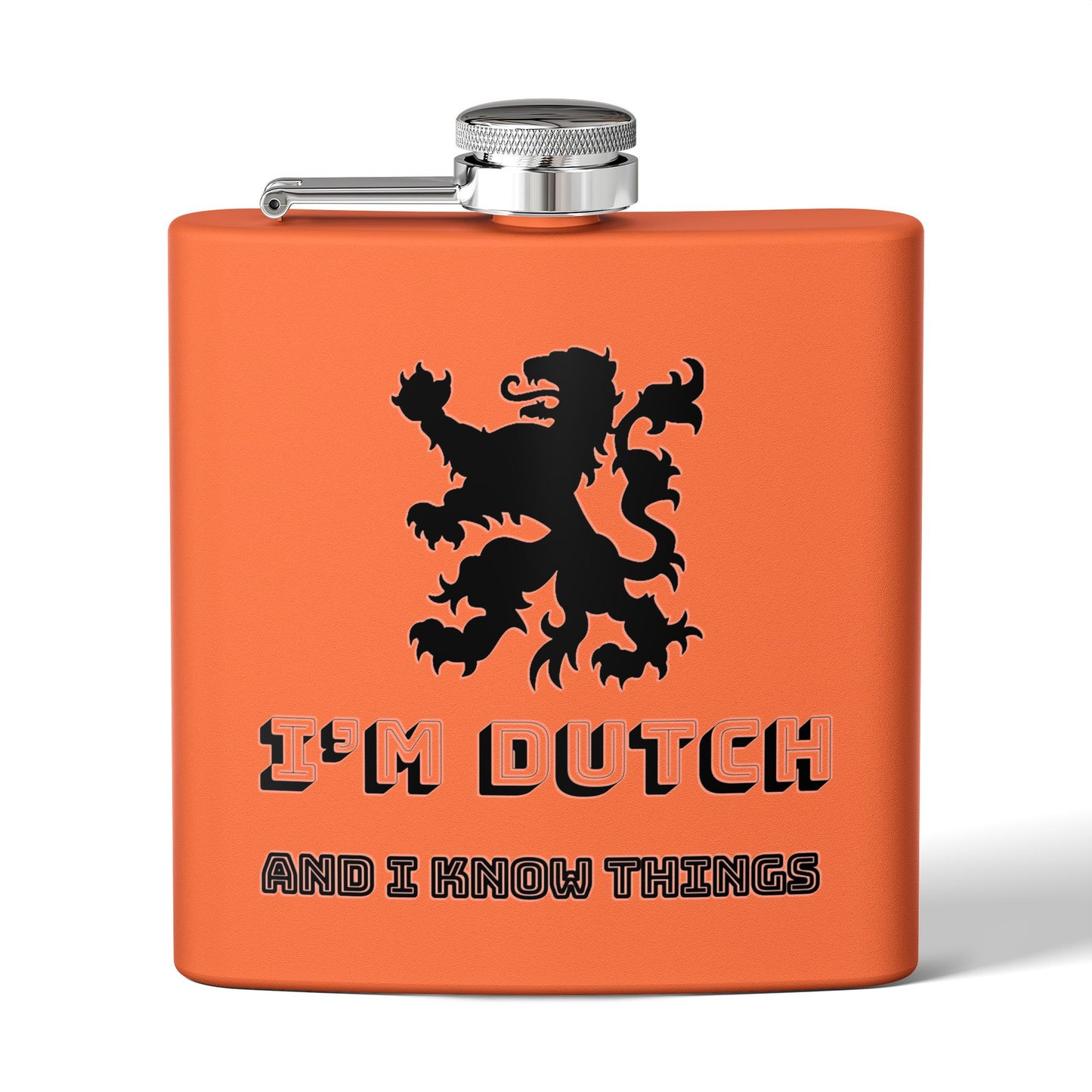 Borreltje I’m Dutch and I Know Things Stainless Steel Flask, Perfect Gift for Parties, Camping, and Celebrations, I'm Dutch and I Know Things