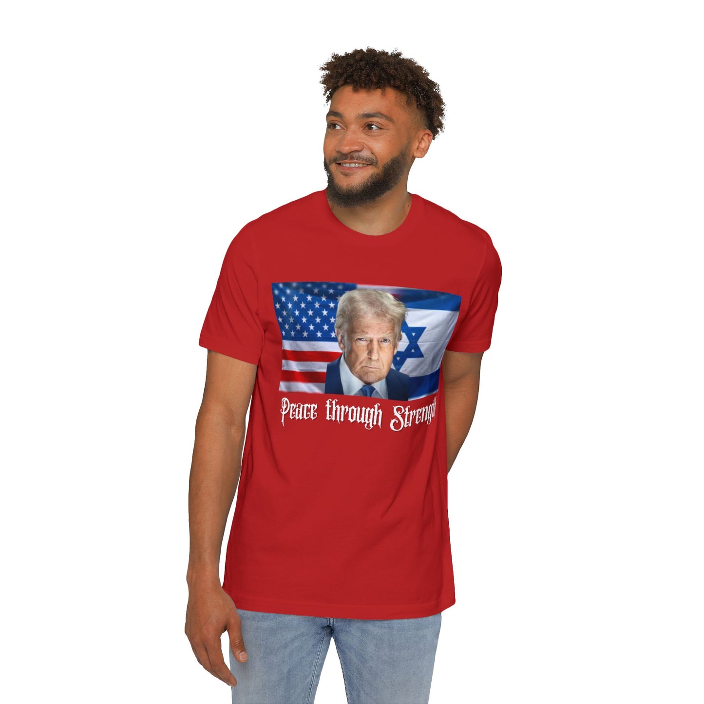 USA-Made Unisex T-Shirt: "Peace through Strength" Design - Perfect for Patriotic Events, Casual Days, or Gifts