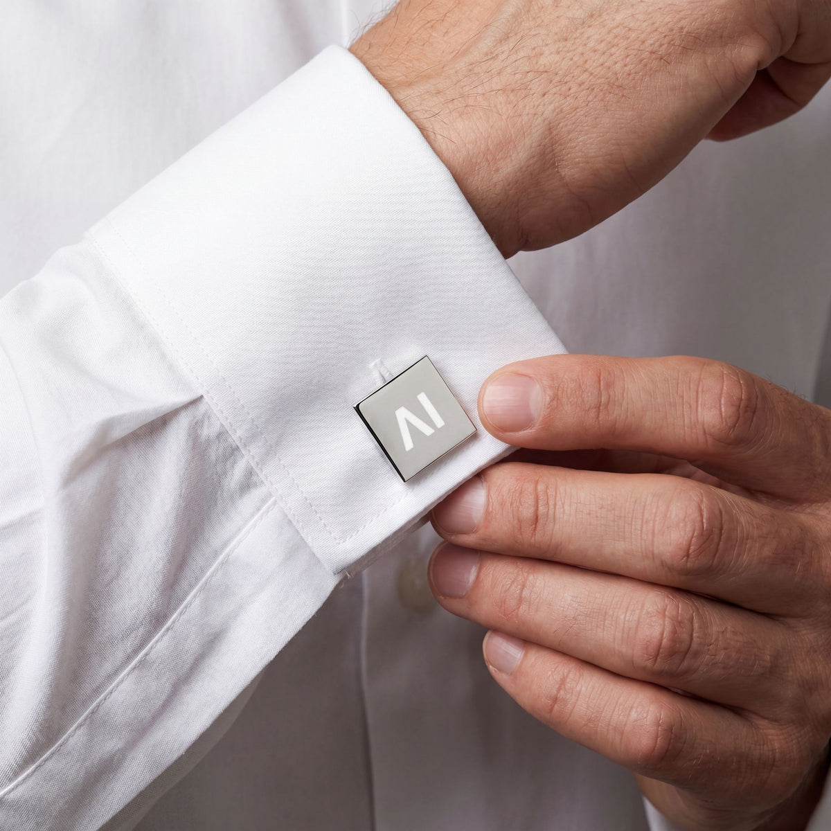 NeurolythicAI Square Monogram Cufflinks — Modern AI Accent