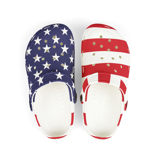 Rock July 4th: Patriotic Kids Crocolookalikes EVA Foam Rubber Shoes