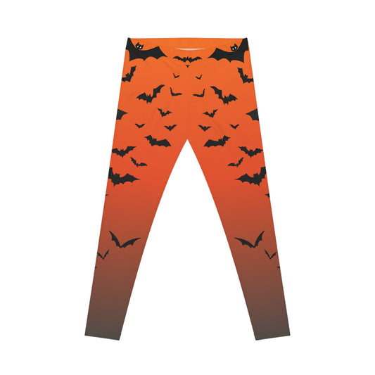 Halloween Bat Print Leggings for Women, Spooky Fitness Wear,...