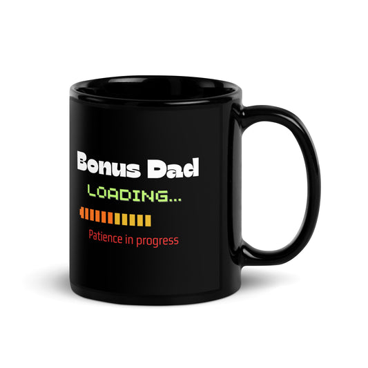 Bonus Dad Black Glossy Mug: Outshine Bio Dad's Cup