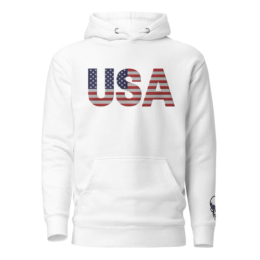USA Large Embroidery Unisex Hoodie: Runs Small – Size Up!