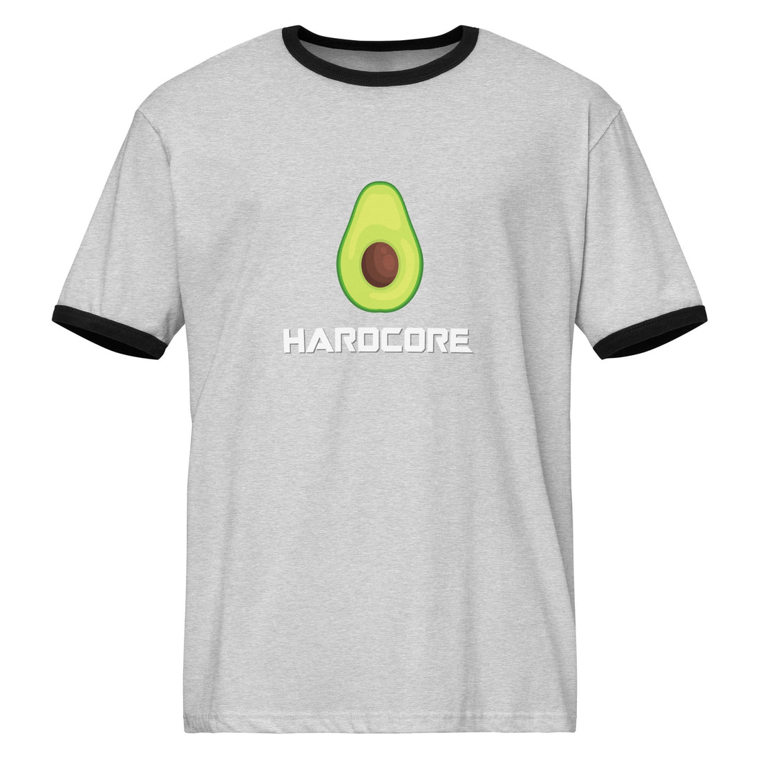Rock the 'Hardcore Avocado' Unisex Ringer T-Shirt!
