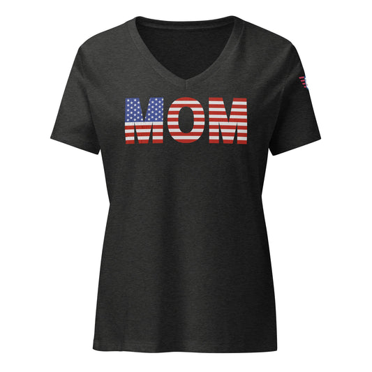 Rock 'Mom USA' Women's Relaxed V-Neck T-Shirt Like a Boss