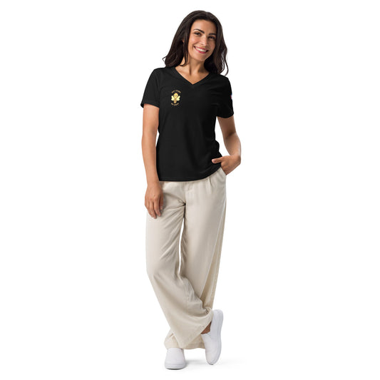 Why Women Love "Don't Worry Bee Happy" Relaxed V-Neck Tee