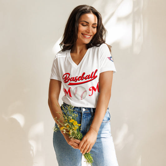 Baseball Mom V-Neck Tee: Sass Over Orange Slices
