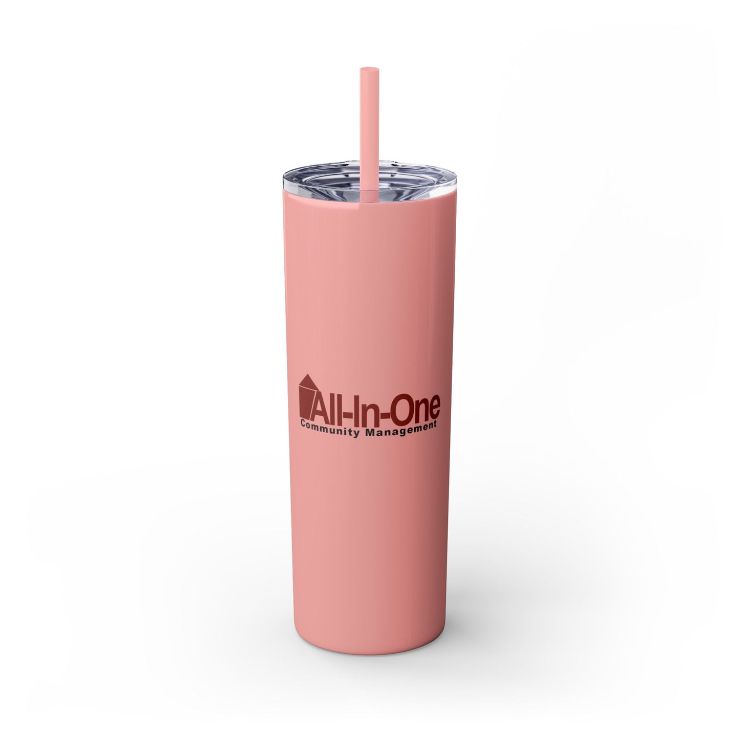 Skinny 20oz Tumbler with Straw — All-In-One Community Management Logo One sided