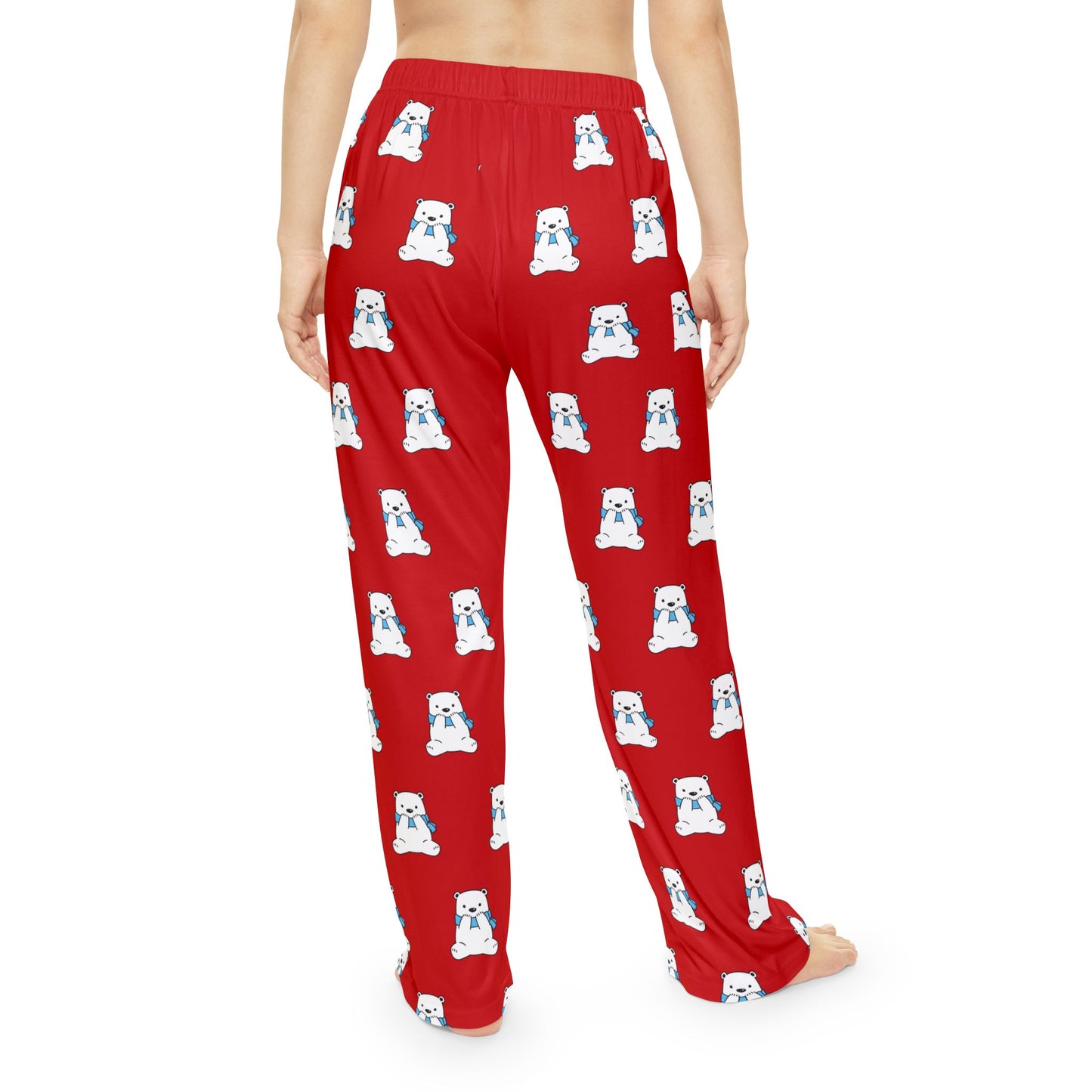Holiday Polar Bear Women’s Pajama Pants — Red All-Over Print Cozy Sleepwear