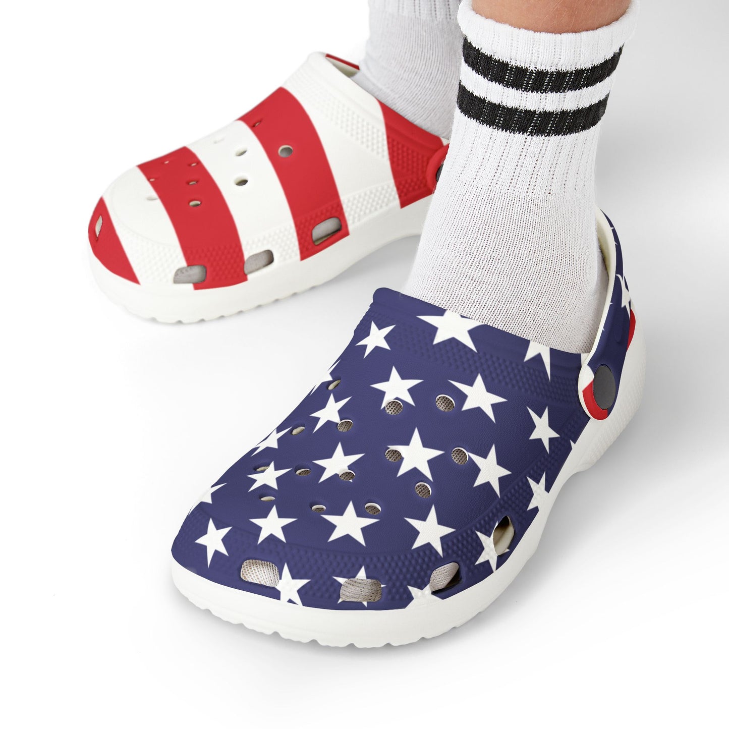Kids Crocolookalikes - Patriotic EVA Foam Rubber Shoes - Perfect for July 4th Celebrations