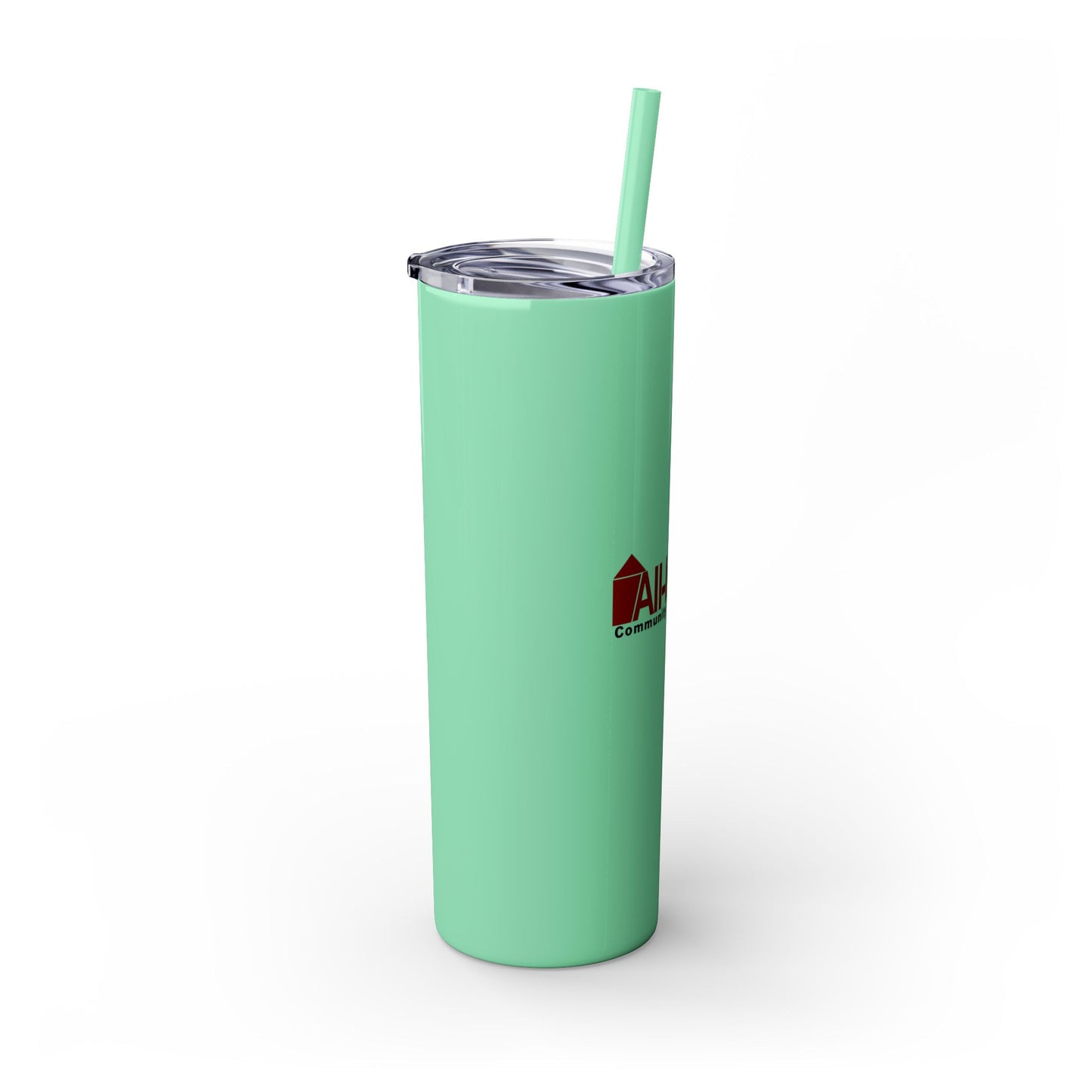 Skinny 20oz Tumbler with Straw — All-In-One Community Management Logo One sided