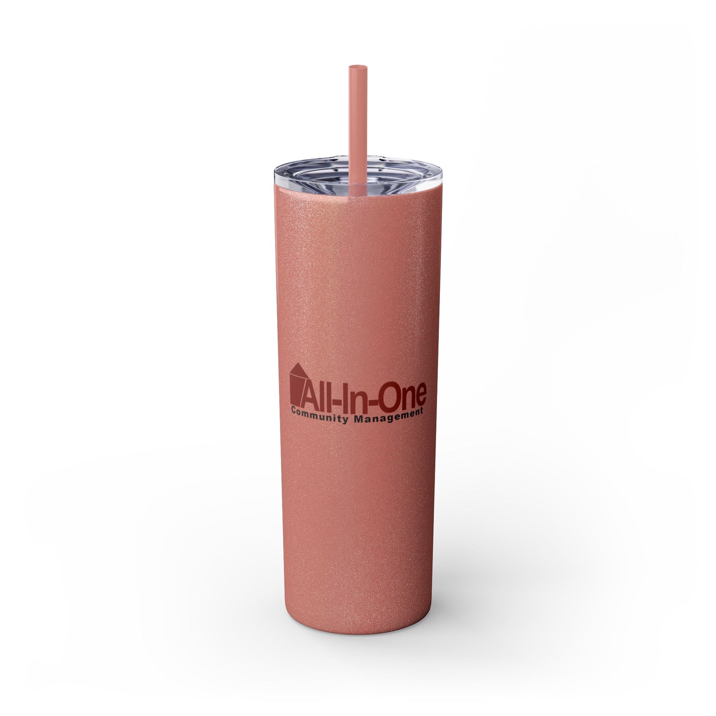Skinny 20oz Tumbler with Straw — All-In-One Community Management Logo One sided