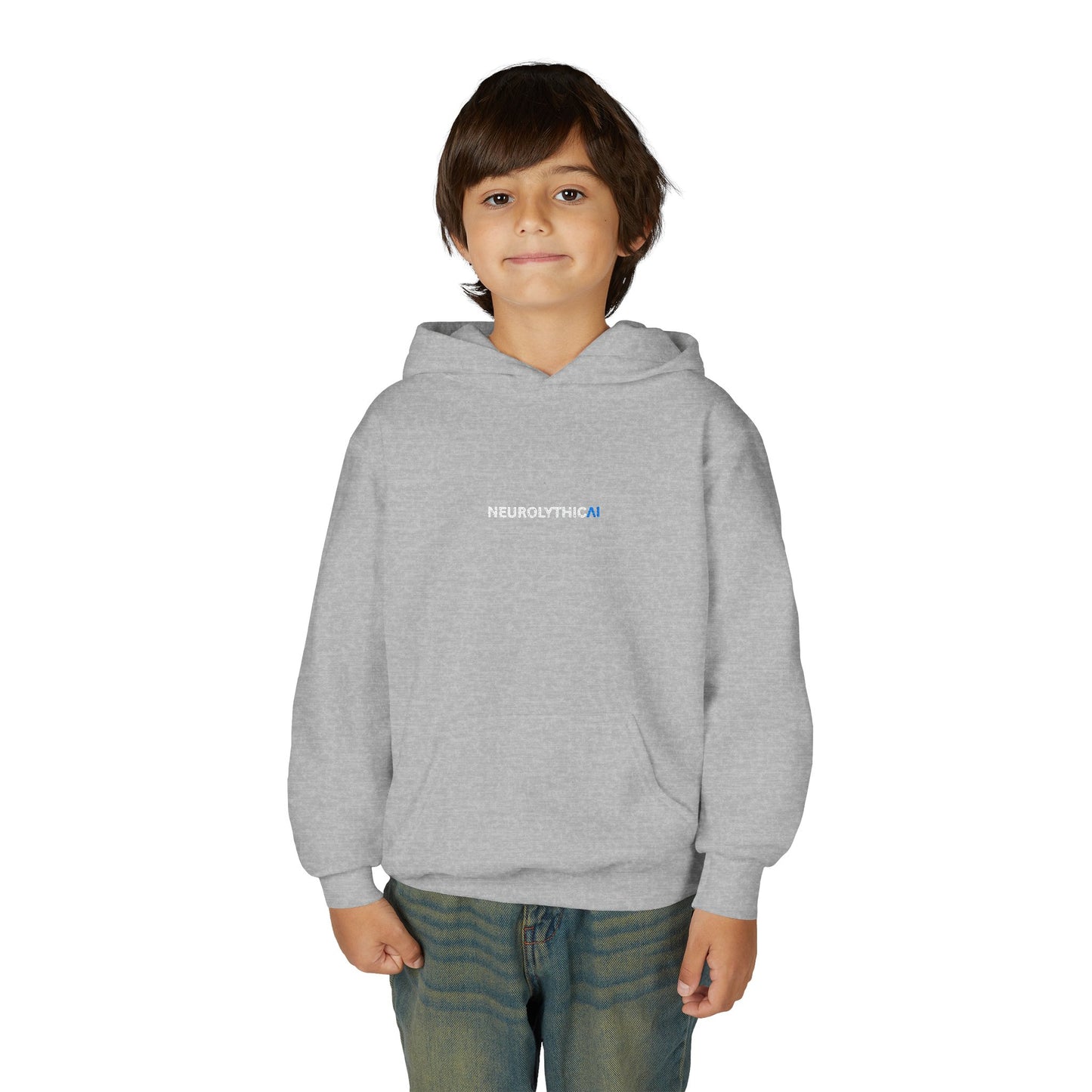 Youth 'NEUROLYTHICAI' Hoodie — Minimal Tech Logo Pullover for Kids
