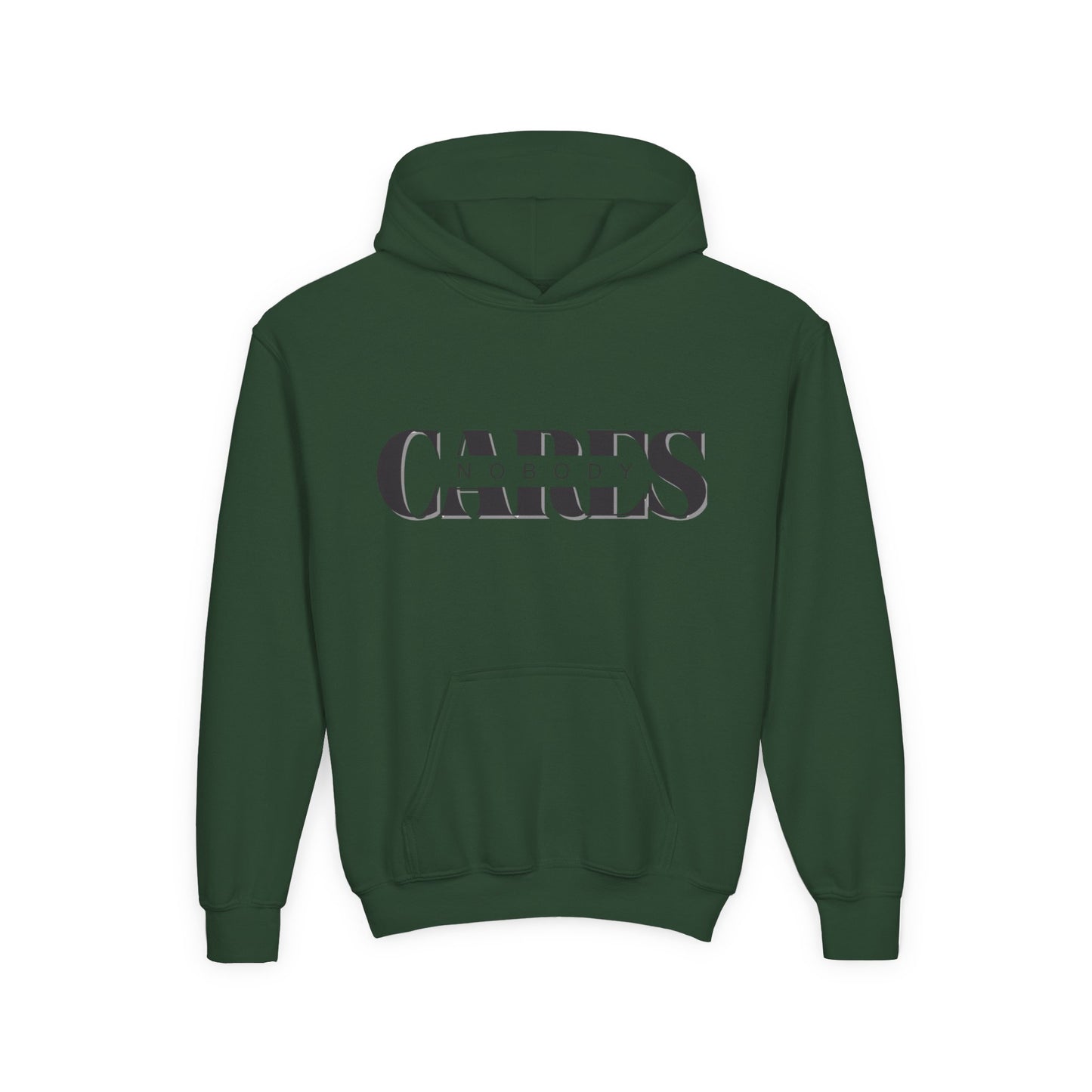 NOBODY CARES - Youth Heavy Blend Hooded Sweatshirt - Statement Hoodie for Trendy Teens