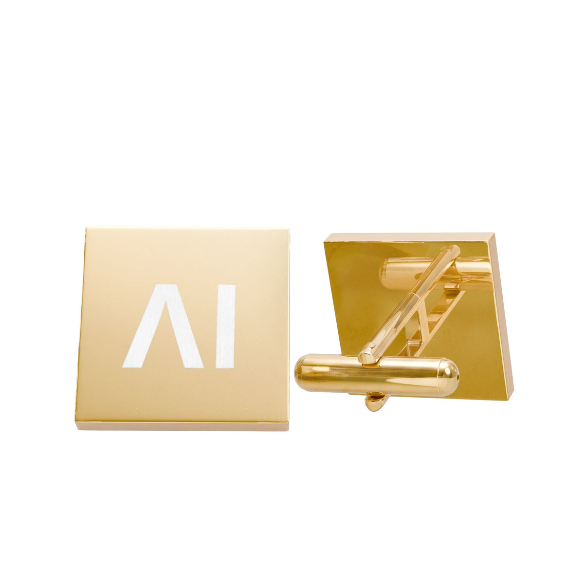 NeurolythicAI Square Monogram Cufflinks — Modern AI Accent