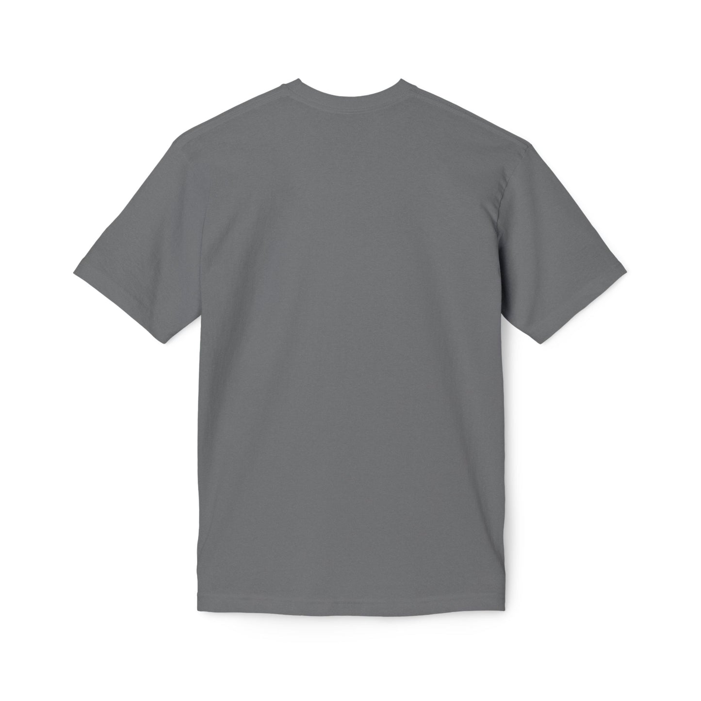 Plain back view of charcoal gray short-sleeve unisex t-shirt, smooth and minimalist