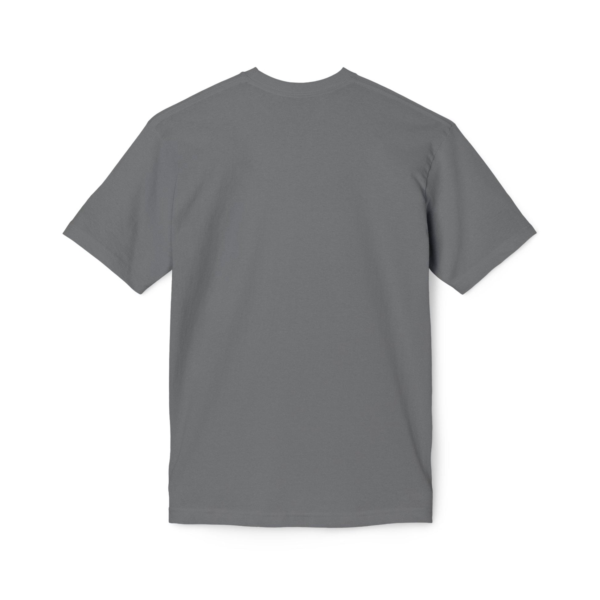 Plain back view of charcoal gray short-sleeve unisex t-shirt, smooth and minimalist