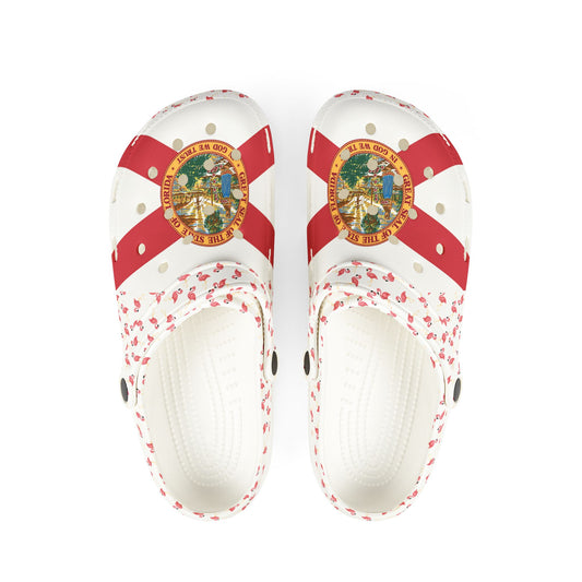 Florida Flamingoes Crocolookalikes, Bright Casual Footwear for Beach Days, Summer Fashion, Vacation, Gift Idea