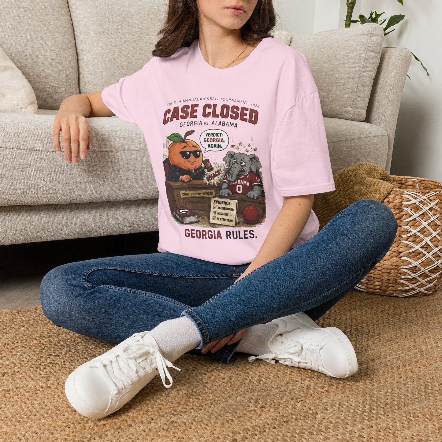 Kickball 2026 - Charlie Hustle -  Georgia Rules Peach State T-Shirt — 'Verdict: Georgia Again' Football Rivalry Tee