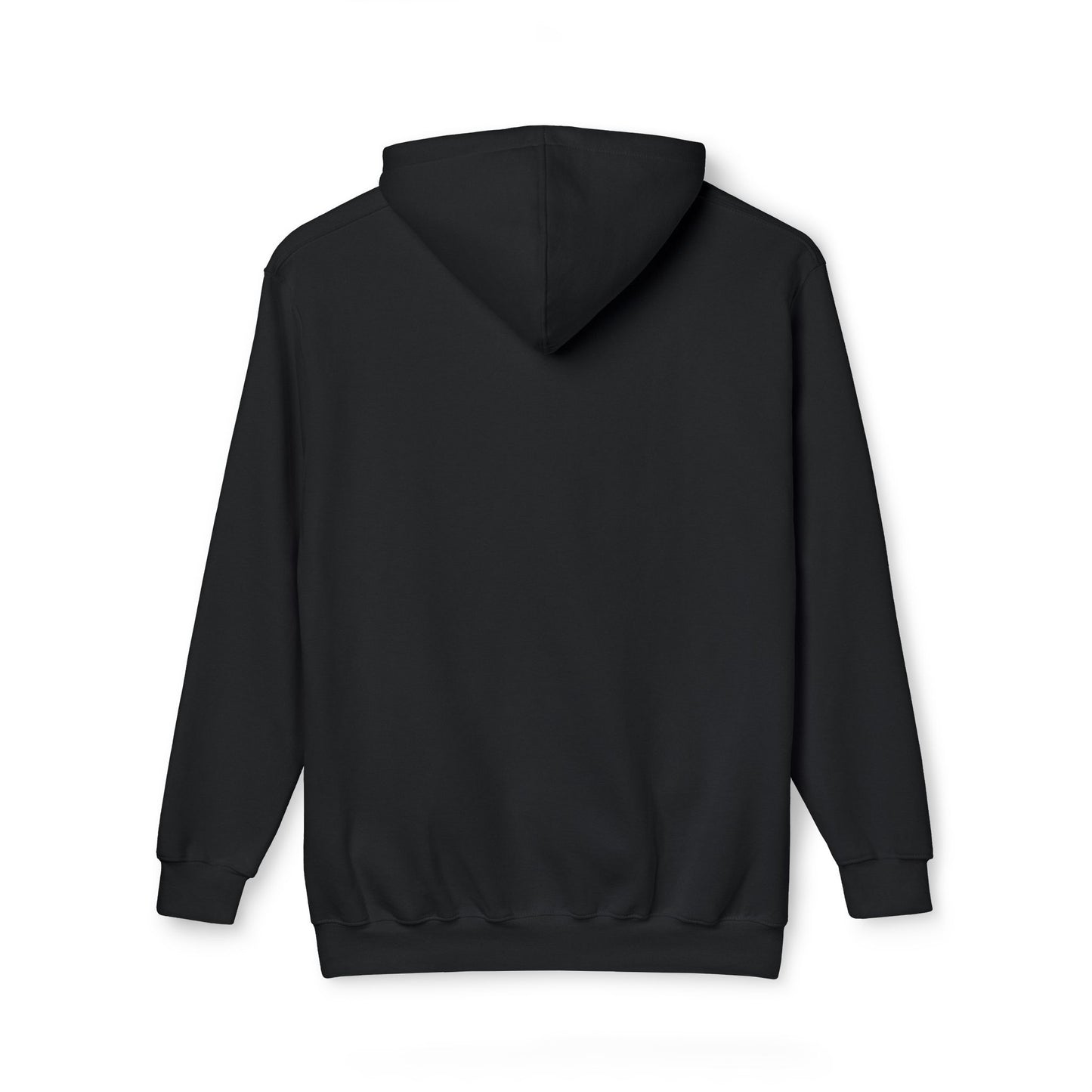 Back view of plain black hoodie, sleek and stealthy for post-apocalypse lounging