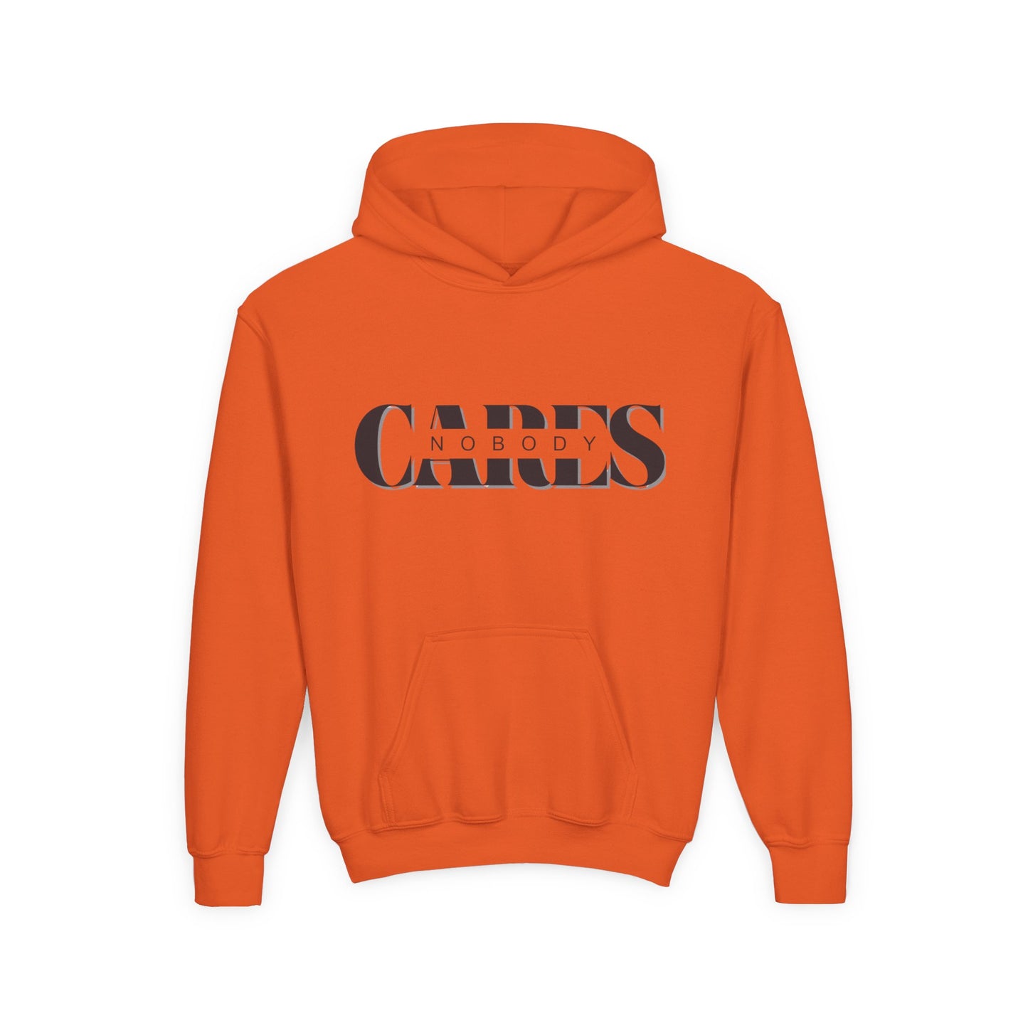 NOBODY CARES - Youth Heavy Blend Hooded Sweatshirt - Statement Hoodie for Trendy Teens