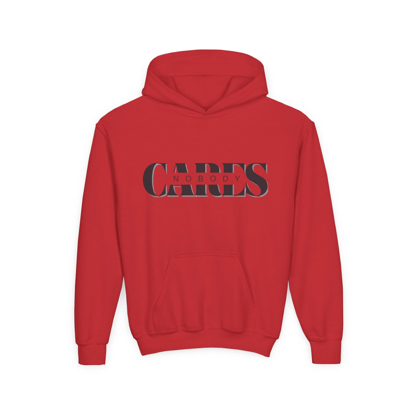 NOBODY CARES - Youth Heavy Blend Hooded Sweatshirt - Statement Hoodie for Trendy Teens