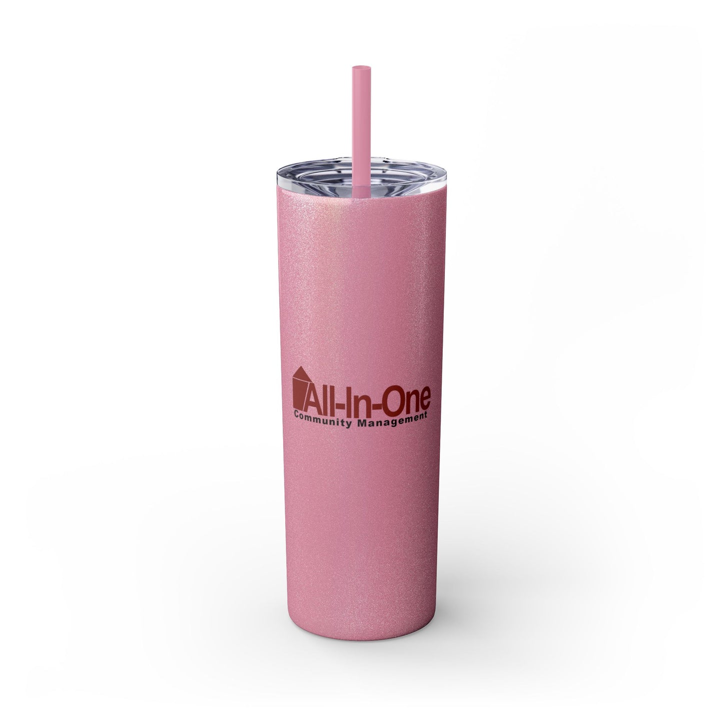 Skinny 20oz Tumbler with Straw — All-In-One Community Management Logo One sided