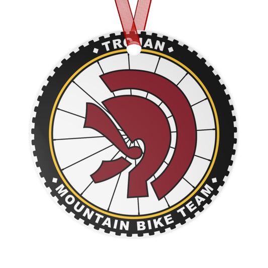 Old meets new - Trojan Mountain Bike Team Metal Ornaments - Sports Keepsakes for Cycling Enthusiasts- Works great as Golf ball Marker also