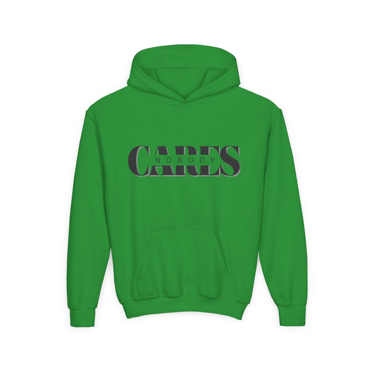 NOBODY CARES - Youth Heavy Blend Hooded Sweatshirt - Statement Hoodie for Trendy Teens