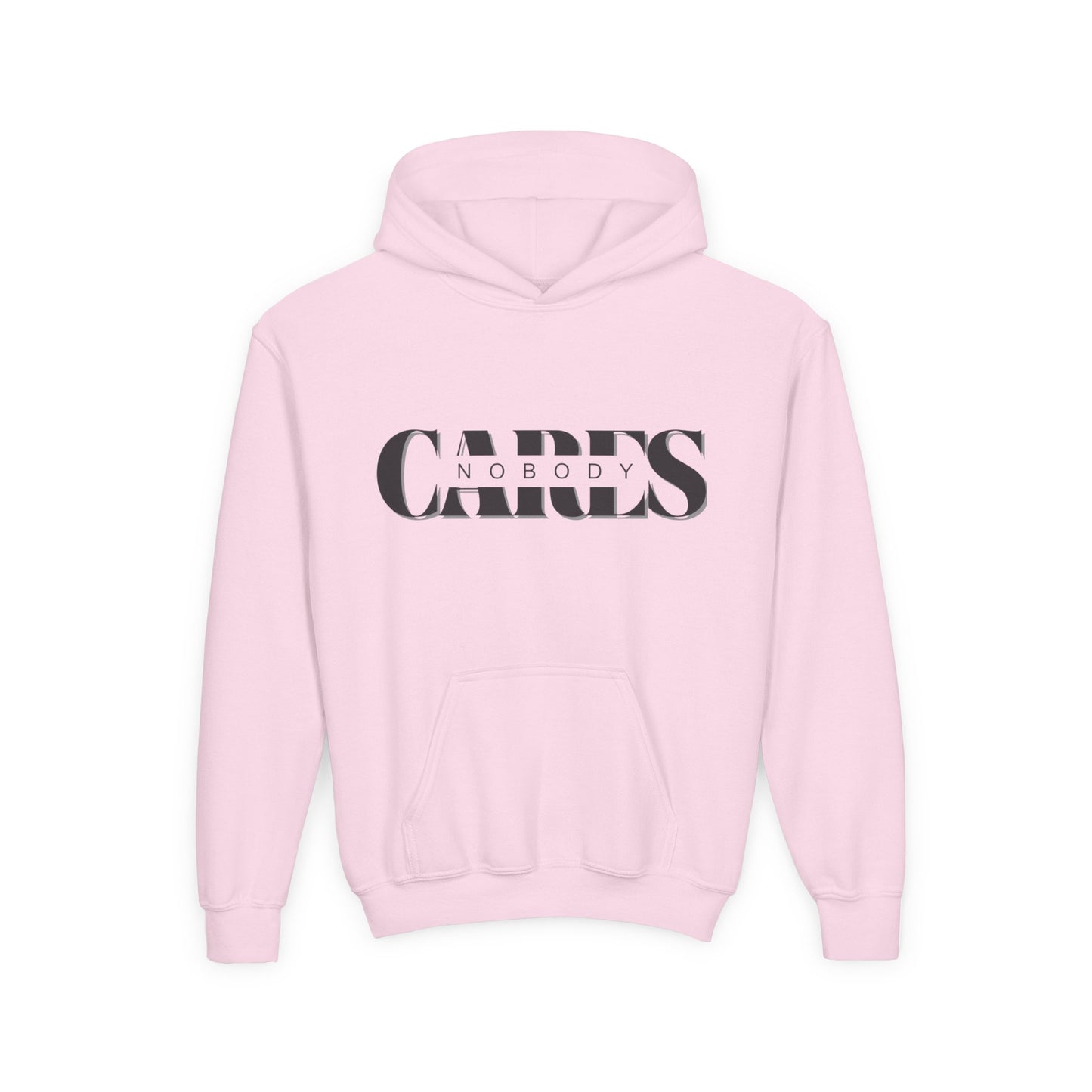 NOBODY CARES - Youth Heavy Blend Hooded Sweatshirt - Statement Hoodie for Trendy Teens