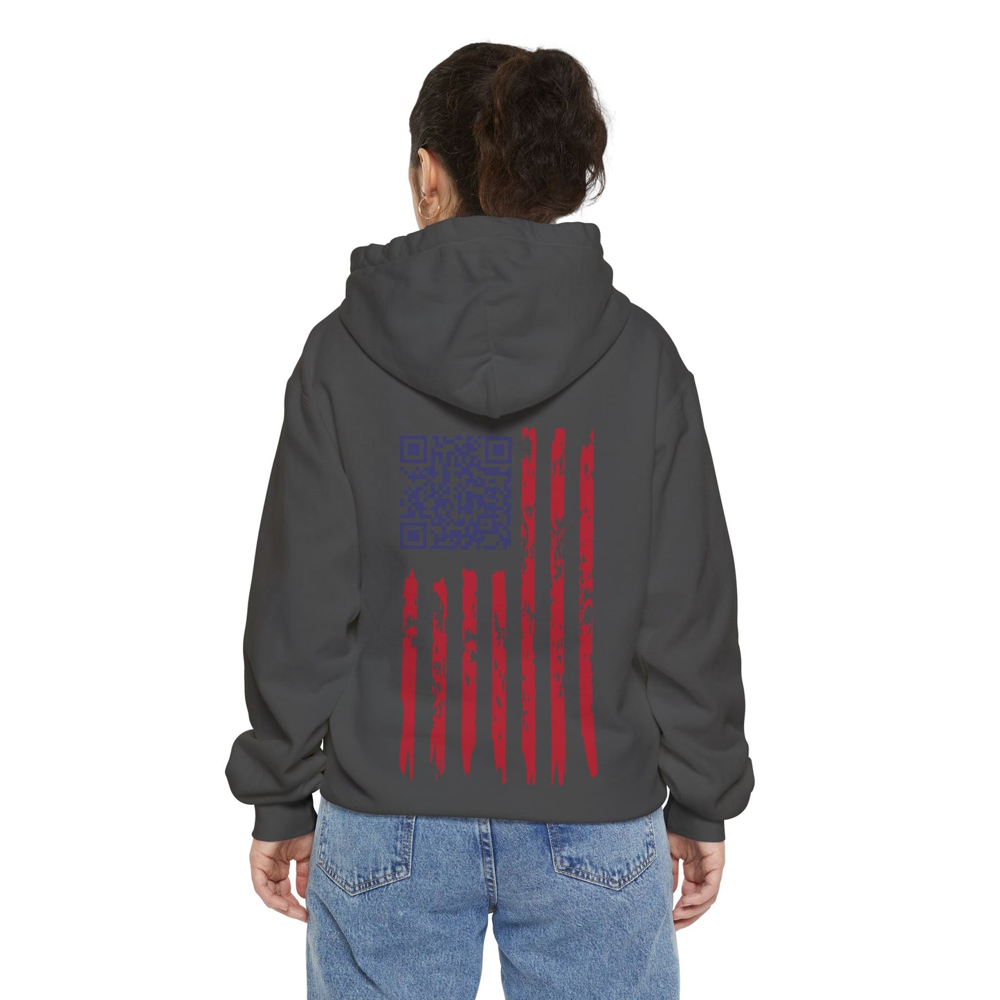 We the People - Easter-egg QR Code Trump Dance - Unisex Garment-Dyed Hoodie, Casual Wear, Gift for Freedom Lovers, Cozy Sweatshirt, Everyday Comfort