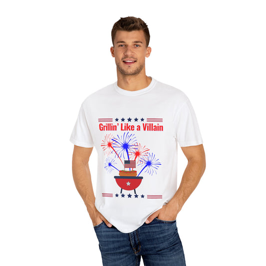 Grillin' Like a Villain Unisex T-Shirt | Patriotic BBQ Tee with Eagle Design