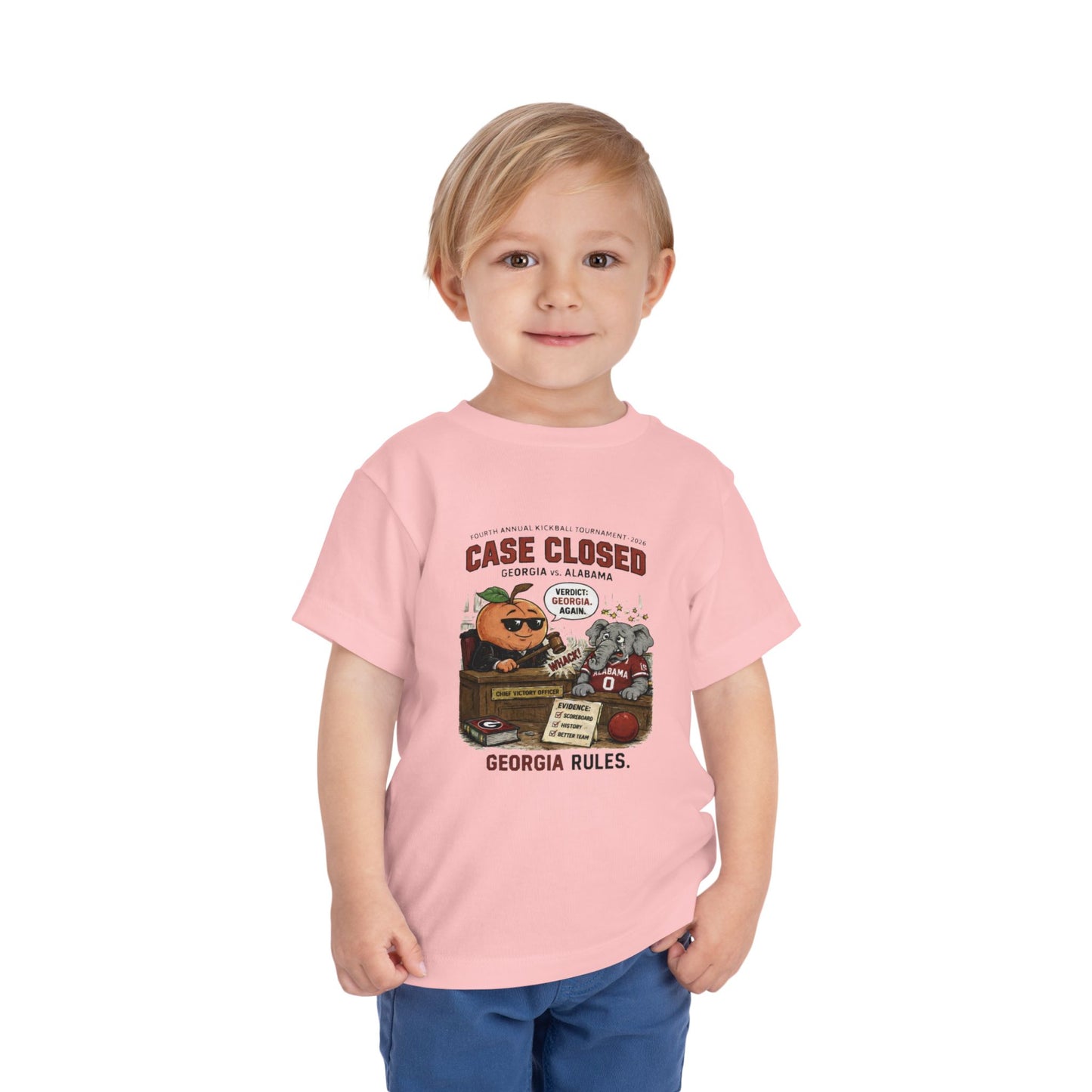 Toddler Tee - 'Case Closed Georgia Rules' Cute Peach & Bulldog Courtroom Design