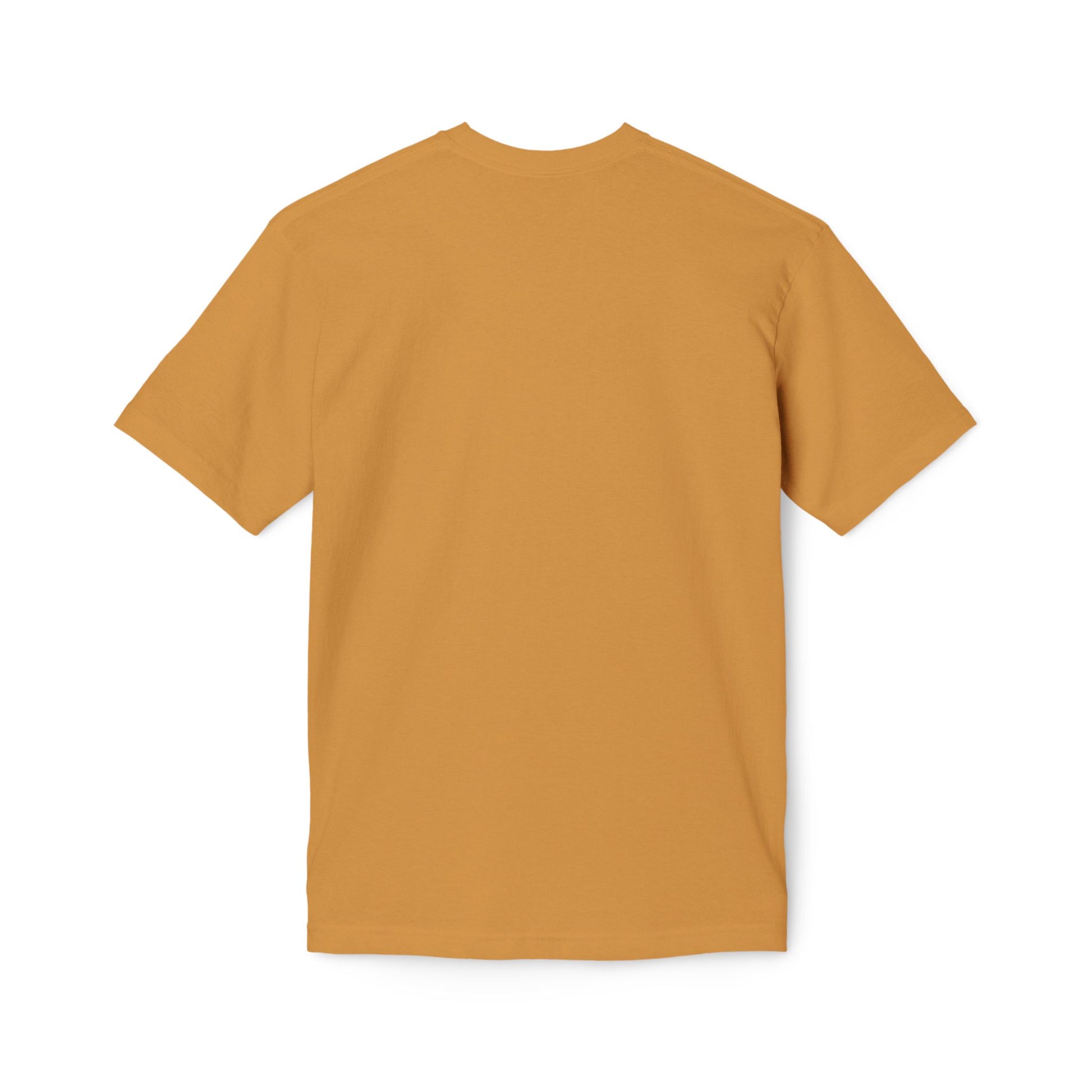Plain back of bright orange short-sleeve unisex t-shirt, bold and fiery
