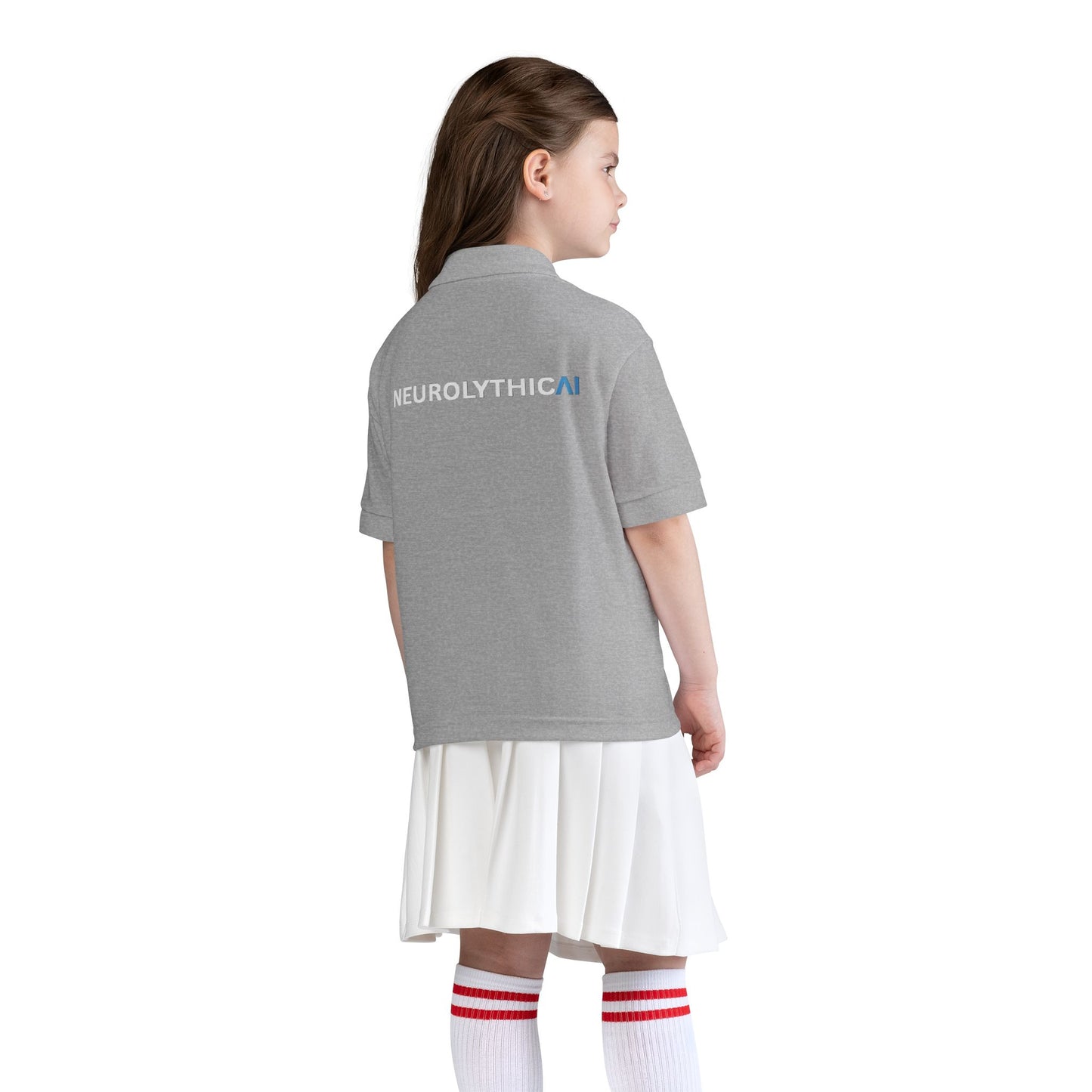 NeurolythicAI Youth Polo Shirt — Black Kids' Tech Logo Polo