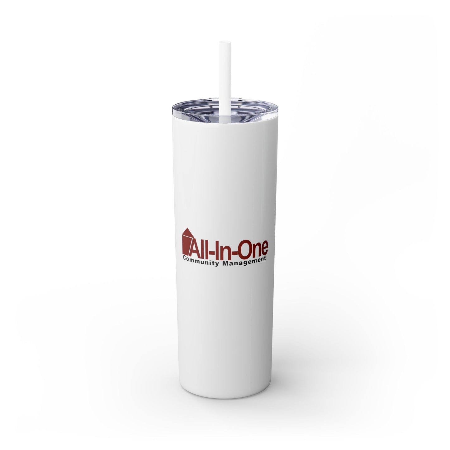 Skinny 20oz Tumbler with Straw — All-In-One Community Management Logo One sided