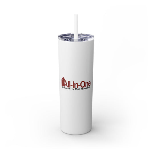 Skinny 20oz Tumbler with Straw — All-In-One Community Management Logo One sided