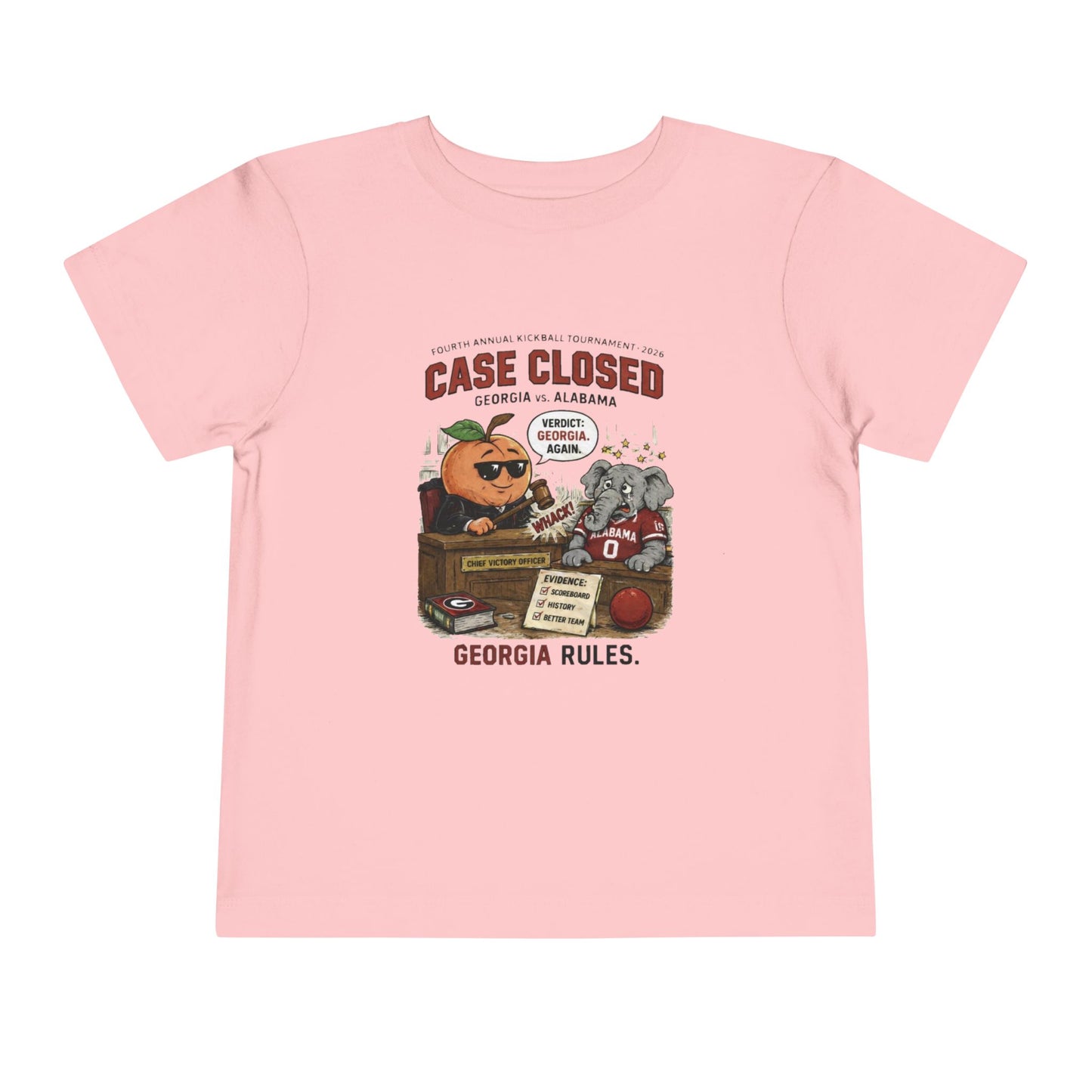 Toddler Tee - 'Case Closed Georgia Rules' Cute Peach & Bulldog Courtroom Design