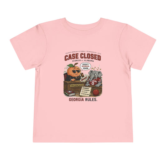 Toddler Tee - 'Case Closed Georgia Rules' Cute Peach & Bulldog Courtroom Design