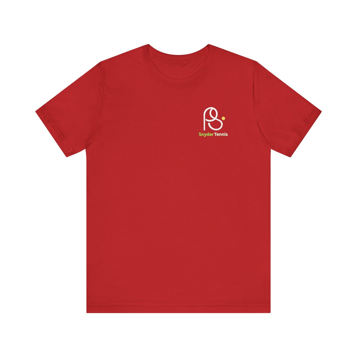 Front view of black Coach Pete Snyder cotton tee with white PS outline logo, green dot and "PS Tennis" on chest