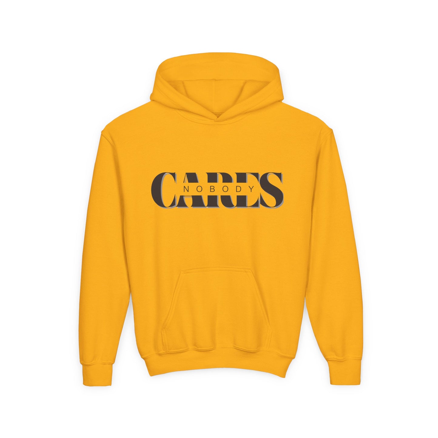 NOBODY CARES - Youth Heavy Blend Hooded Sweatshirt - Statement Hoodie for Trendy Teens
