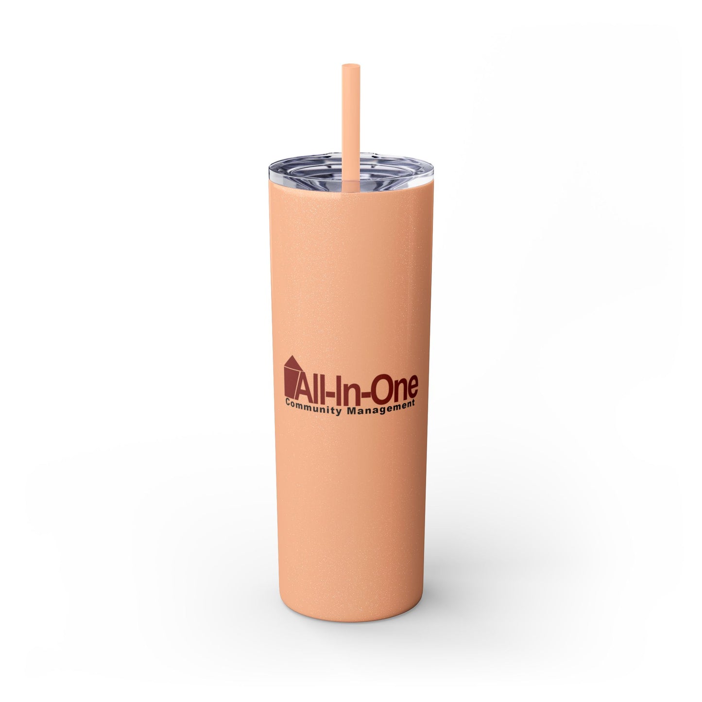 Skinny 20oz Tumbler with Straw — All-In-One Community Management Logo One sided
