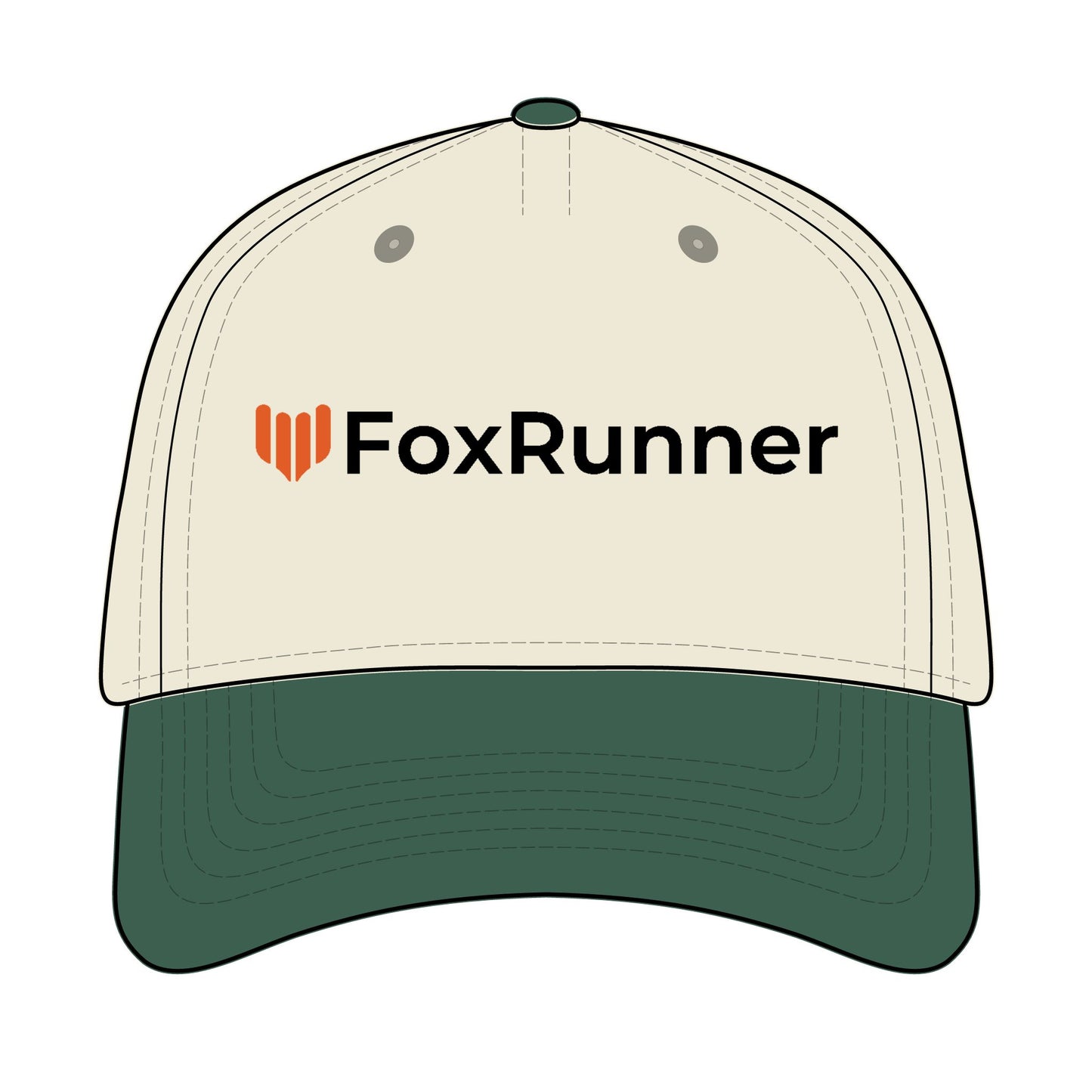 FoxRunner MID Profile, Black Lettering, Stylish Embroidered Baseball Cap for Everyday Wear