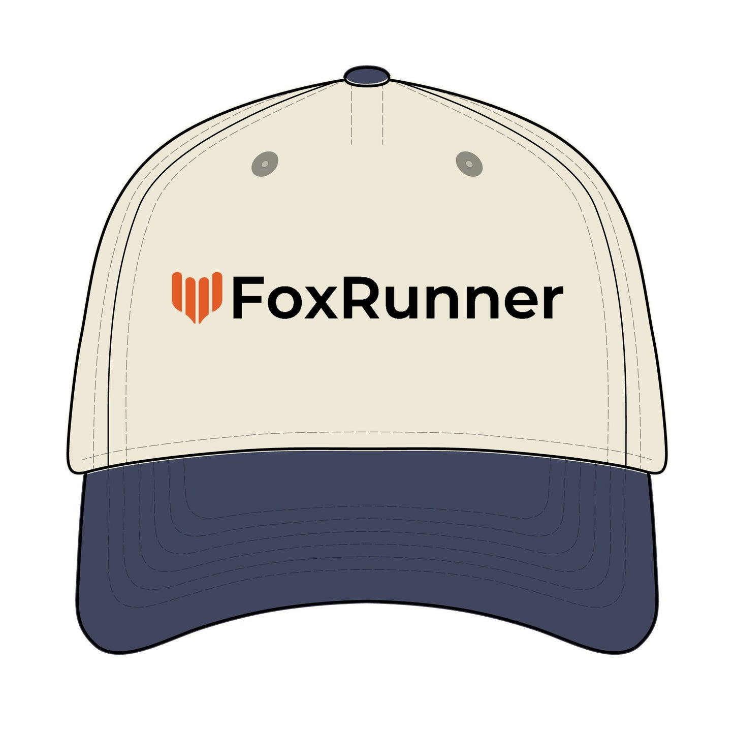 FoxRunner MID Profile, Black Lettering, Stylish Embroidered Baseball Cap for Everyday Wear