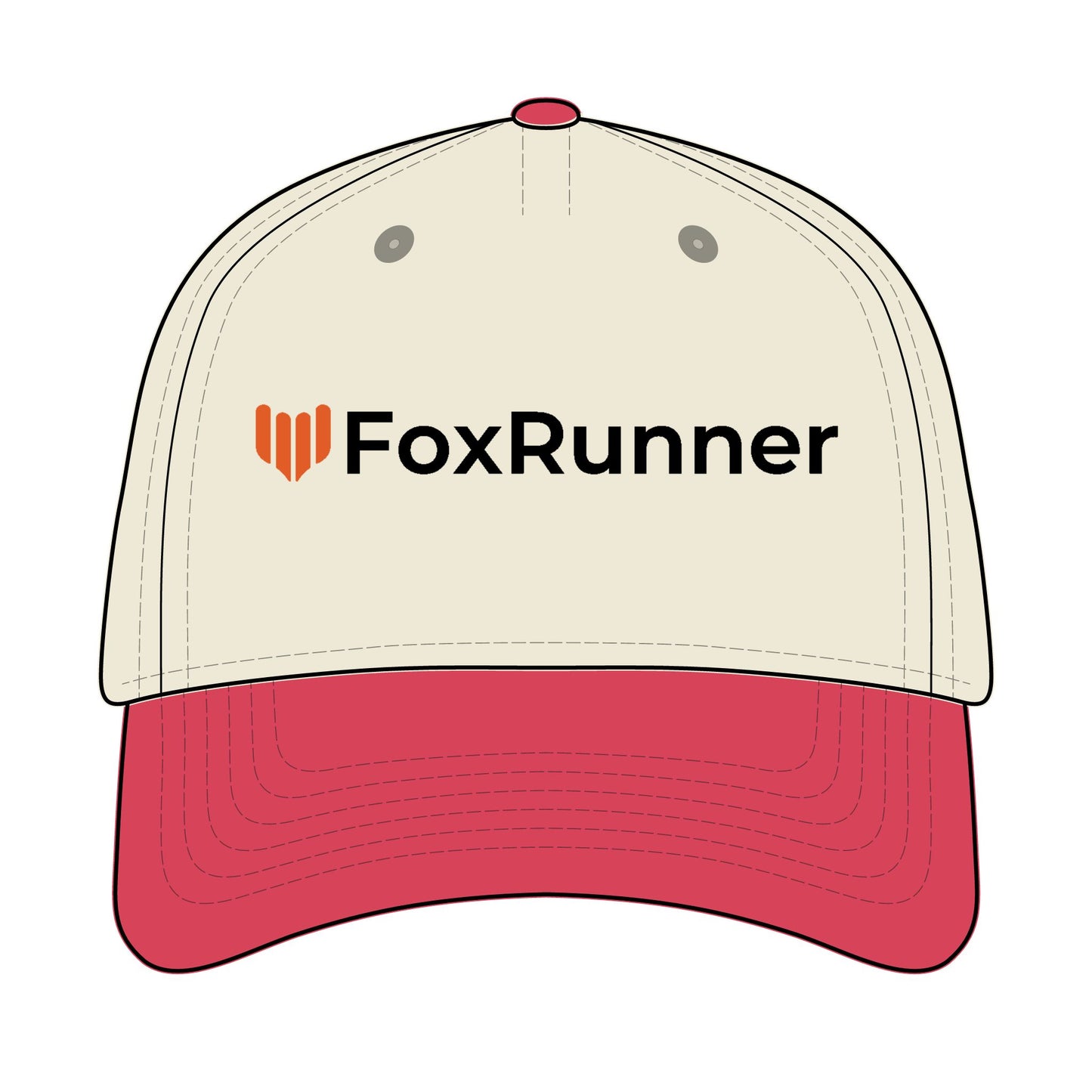 FoxRunner MID Profile, Black Lettering, Stylish Embroidered Baseball Cap for Everyday Wear