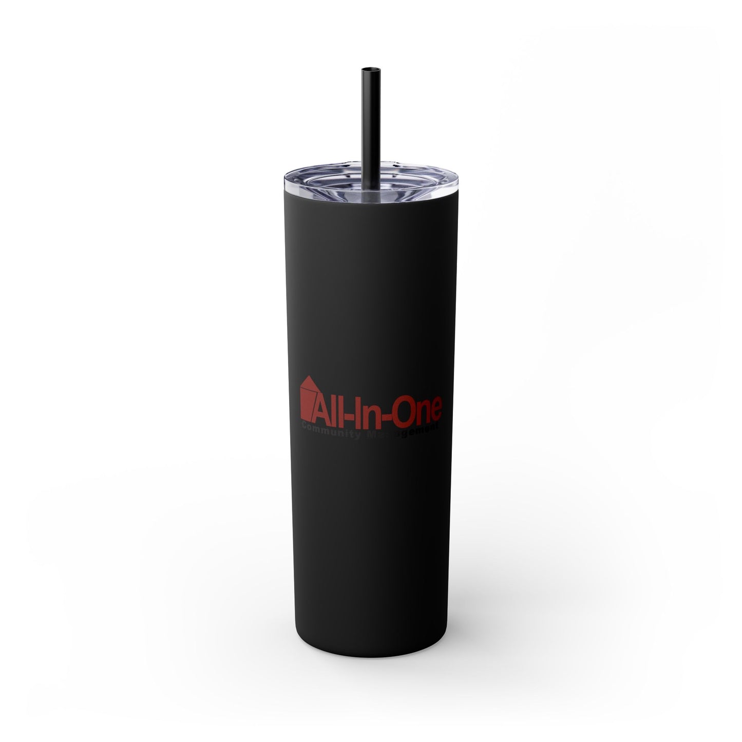 Skinny 20oz Tumbler with Straw — All-In-One Community Management Logo One sided