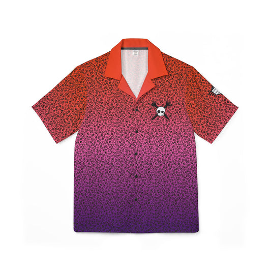 Tee-bone Hawaiian Camp Shirt with Skulls, Beach Vacation Wear, Summer Party Attire, Tropical Outfit, Luau Style